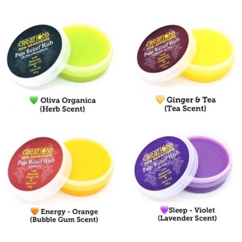 Creations Rub Spa Essentials Pain Relief Rub (Lavener,Green, Yellow
