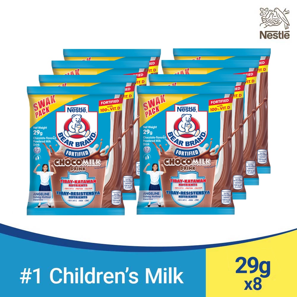 BEAR BRAND Fortified Choco Powdered Milk Drink 29g SWAK Pack 8