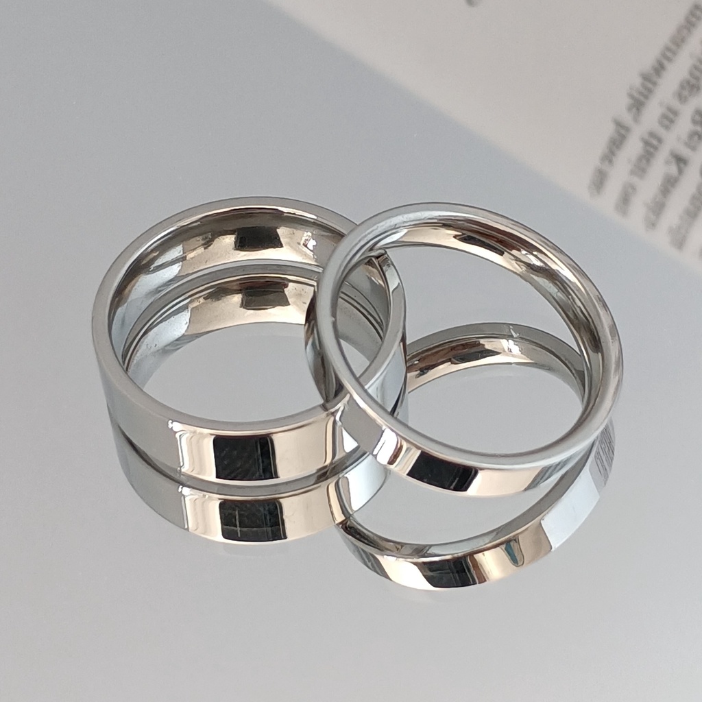 Titanium Steel Couple Ring Glossy Stainless Steel Couples Rings Bright