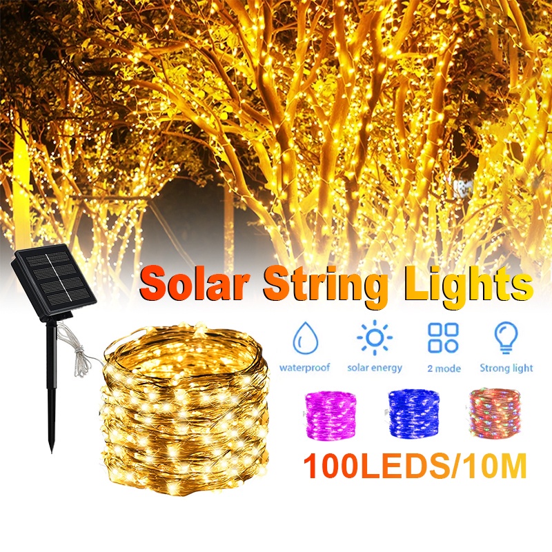 solar christmas lights outdoor waterproof 10m 100LED Christmas Light