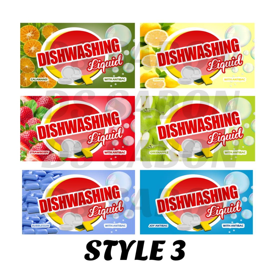 BRAND NAME STICKER LABEL FOR DISHWASHING LIQUID (10PCS) | Shopee ...