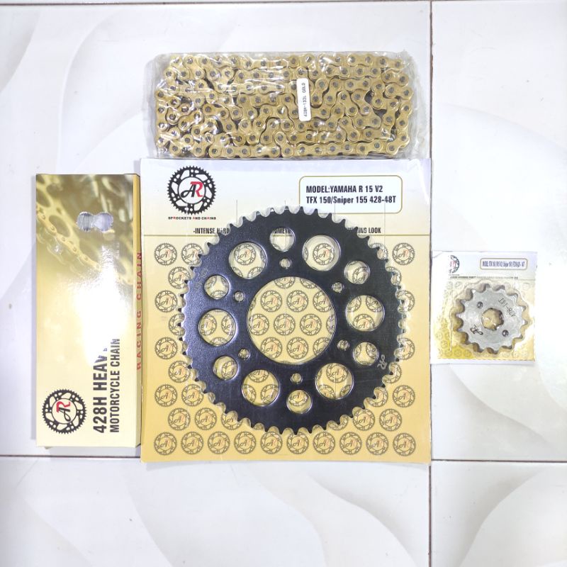 AR Sprocket Chain Set 1448 or 1548 Black Steel Yamaha Sniper 150 155