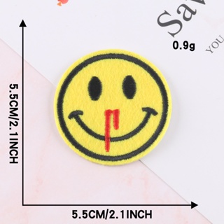 5CM Smiley Face Iron On Patches Smile Expression Embroidery Applique Badge  Patch Heat Transfer Stickers For Clothing