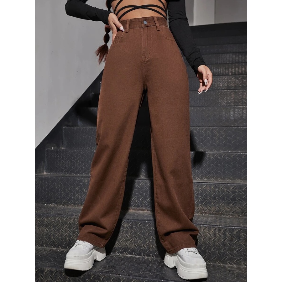 Lansite High Waist Slant Pocket Boyfriend Jeans | Shopee Philippines