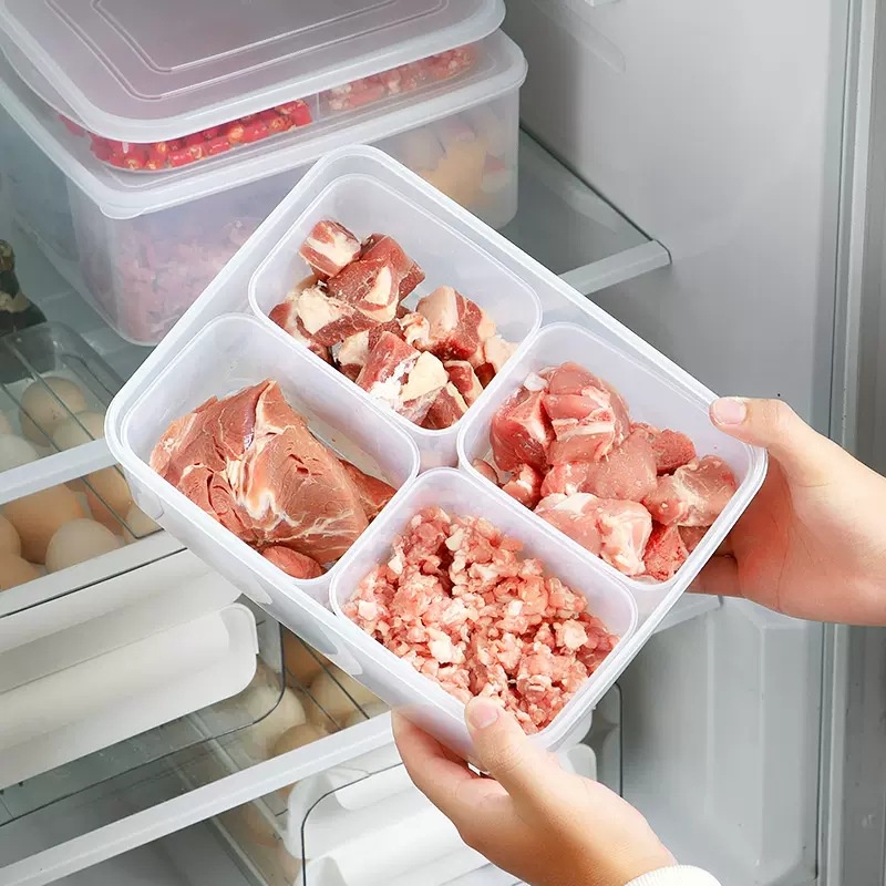 A special storage box for meat preservation in the refrigerator, a ...