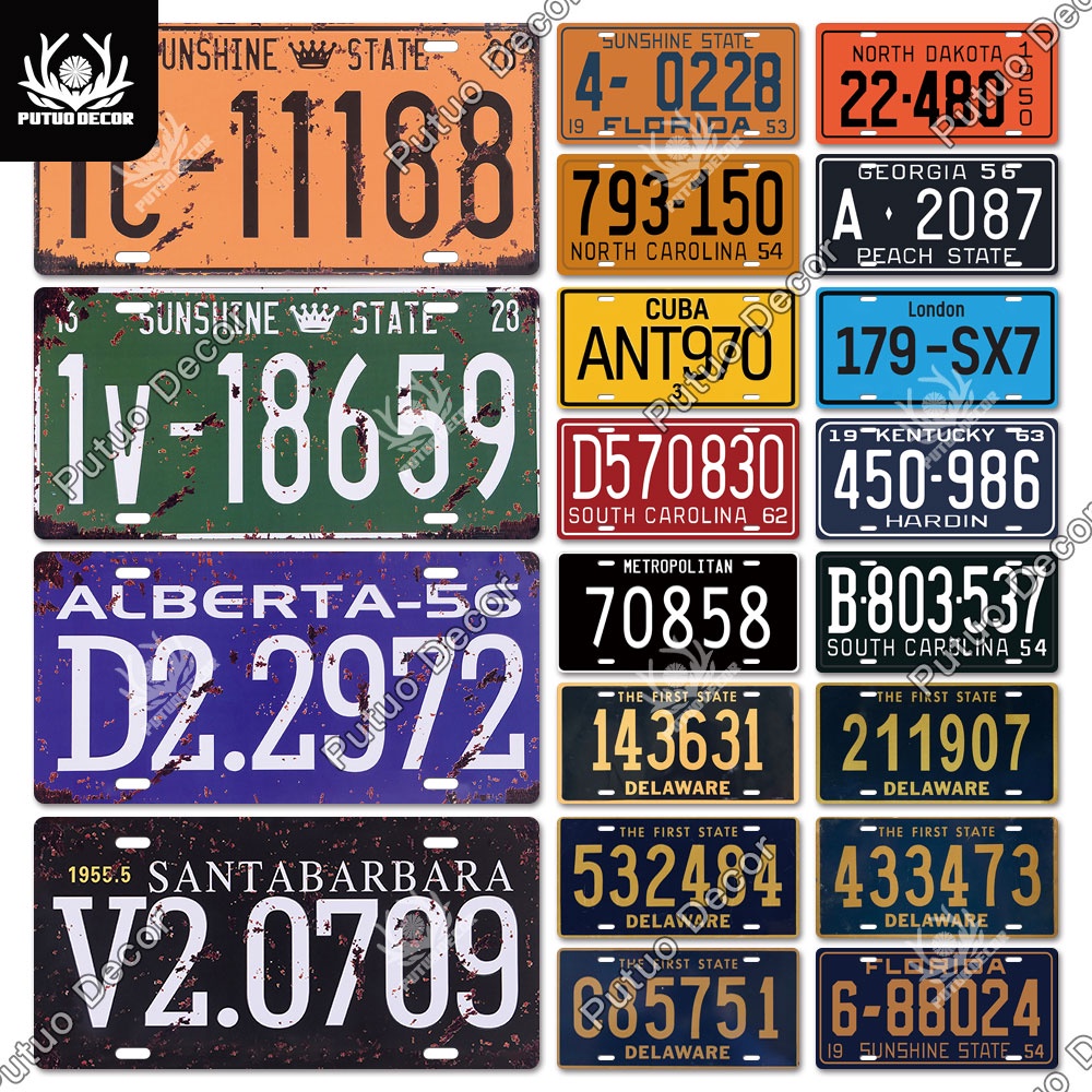 Putuo Decor Classic Licenses Plate Tin Sign Plaque Metal Vintage