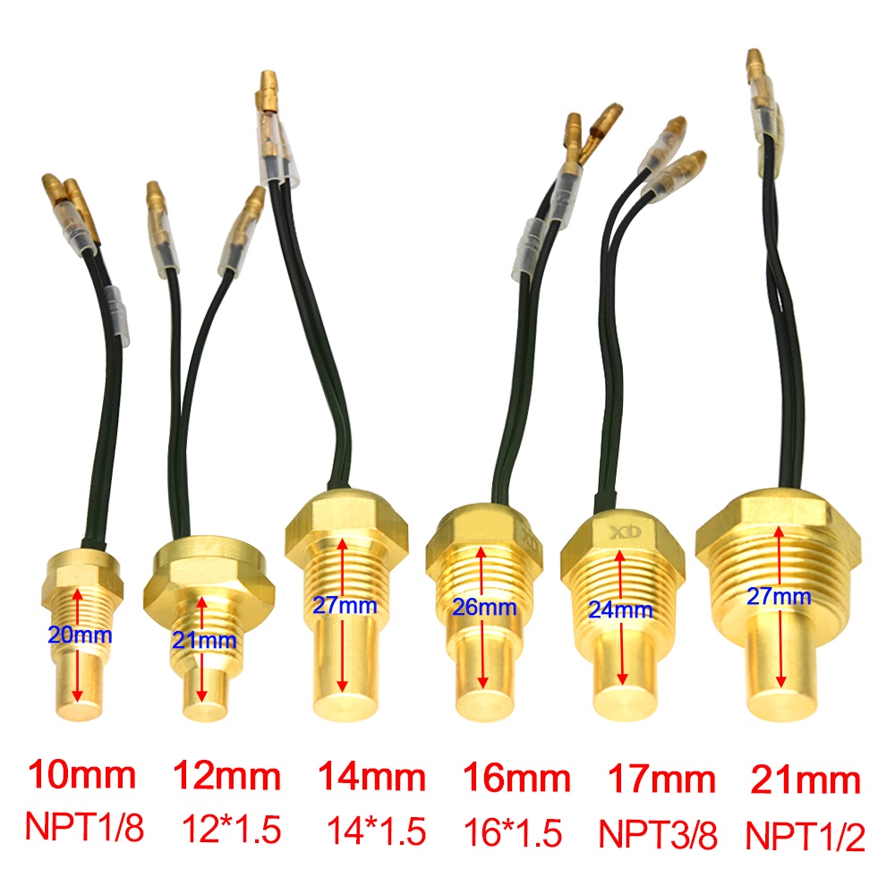 12V/24V Water Temperature Sensor Temp Sender 50K Head Plug 10MM 12MM
