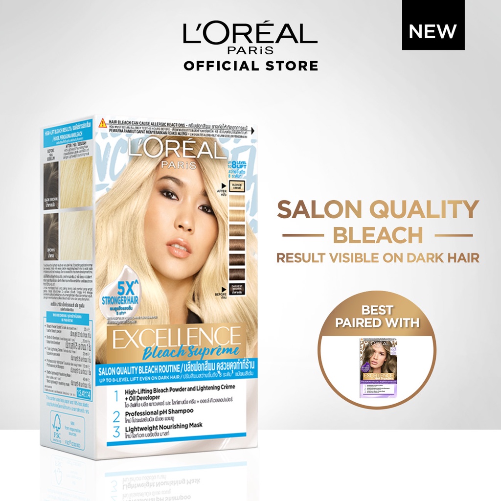 LOreal Paris Excellence Bleach Supreme Bleaching Set Hair Color Set Antibrass, Hair Dye