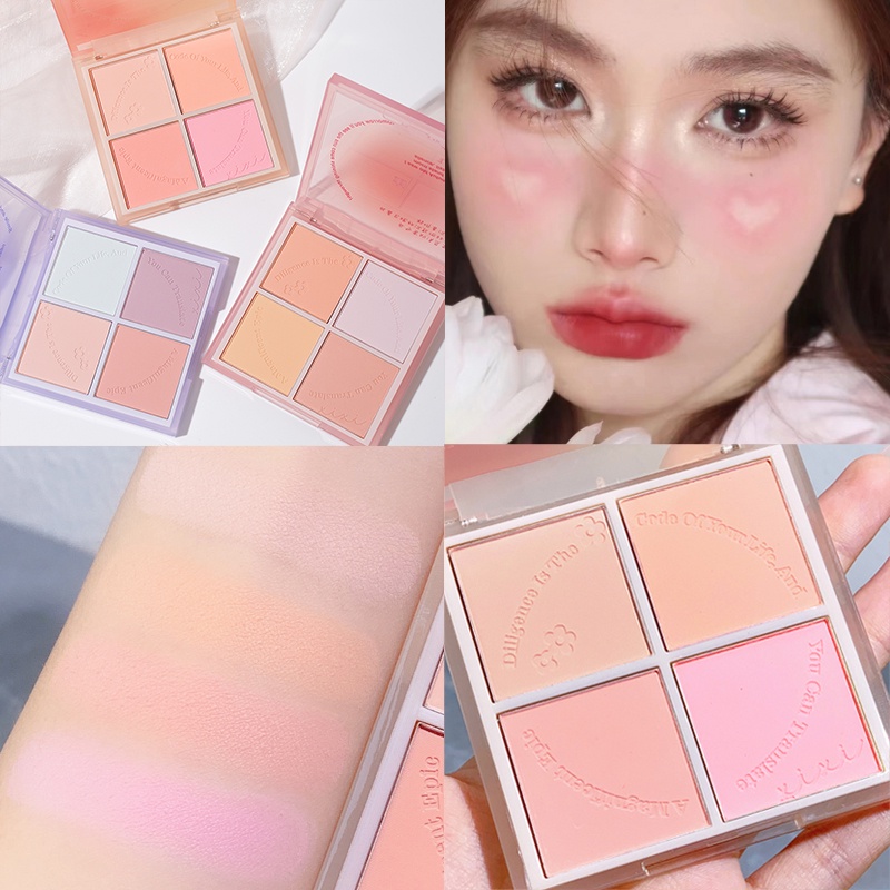 Sunset Four-Color Matte Blush Palette Natural Blush Peach Pink Red ...