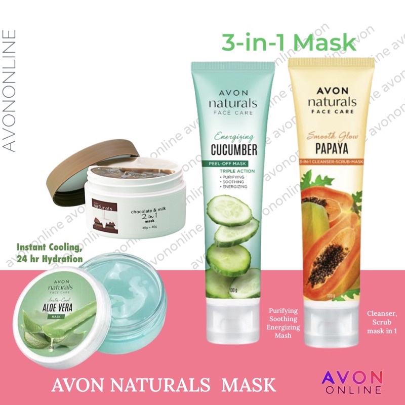AVON Naturals Mask ( Aloe Vera, Cucumber, Papaya) Shopee Philippines