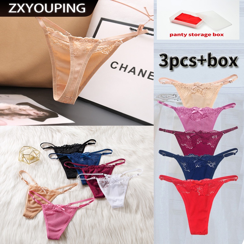 ZXYOUPING 3pcs Boxed Lace G string Hollow Temptation Sexy Thong ...