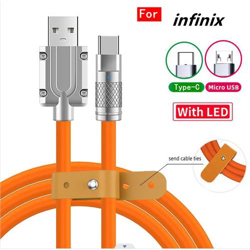 Infinix Super Fast Charging Cable Liquid Silicone With LED Light For ...