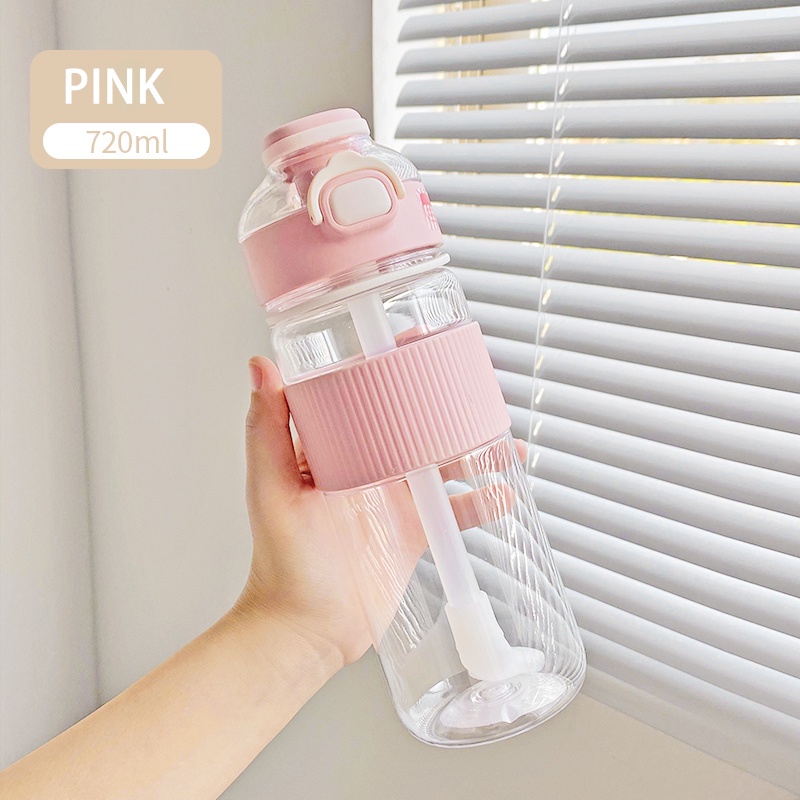 1100ML Ins Style Water Bottle With Straw Cup Large-capacity Plastic ...