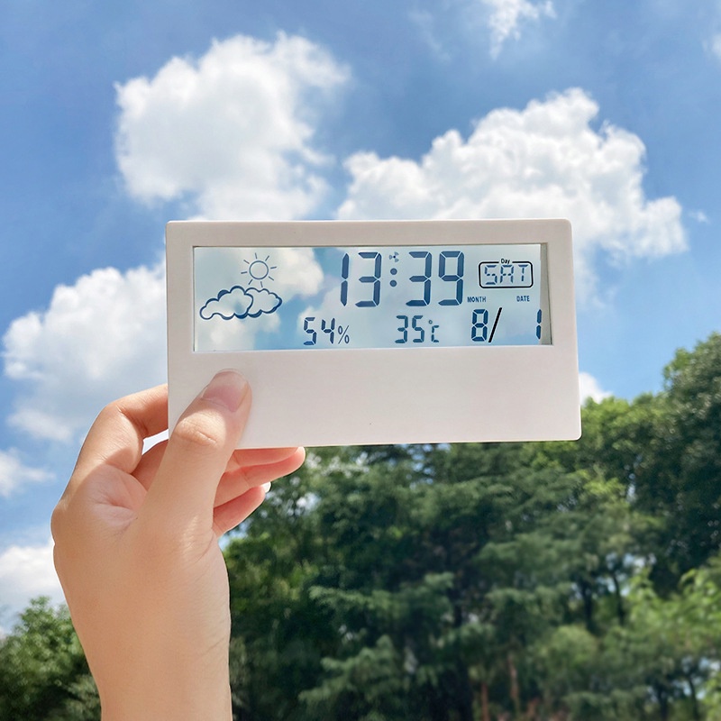 Wall clock Transparent electronic clock Weather temperature display ...