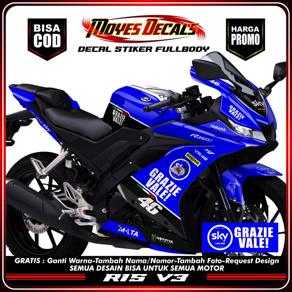Decal All New r15 v4 Full body List Kit Decal Motorcycle r15 v4 Full
