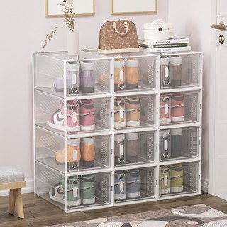 Extra Large Shoe Storage Box Clear Plastic Stackable Shoe Organizer for ...