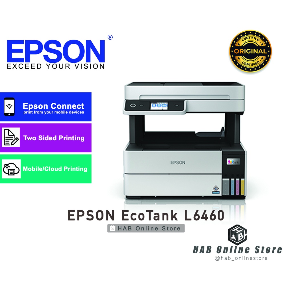 Epson Eco Tank L6460 or L6490 Print Scan Copy ADF Pigment Ink | Shopee ...