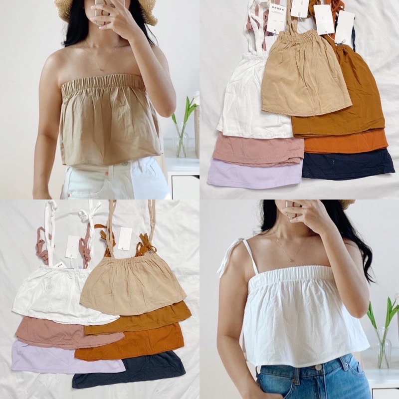 Tahlie Challis Crop Top For Women 2 Way Tube | Shopee Philippines