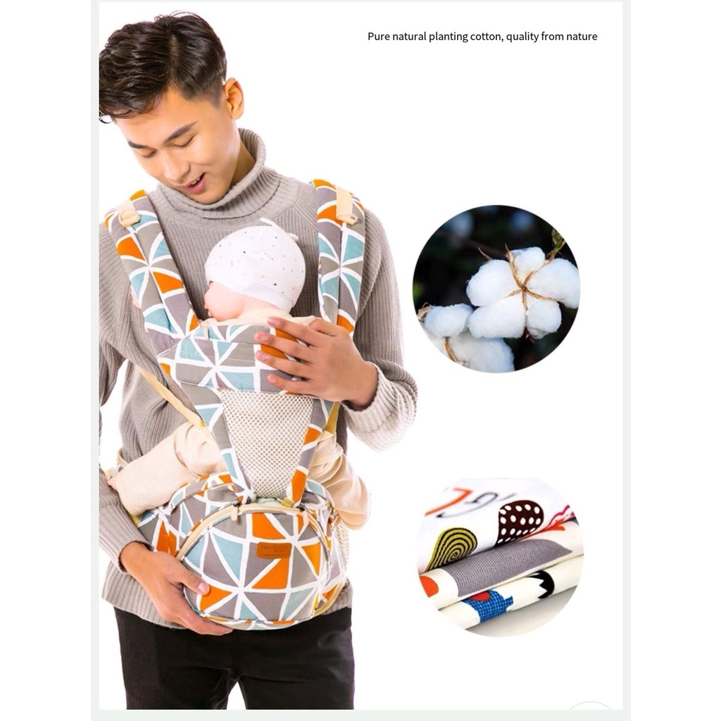 Babyhug Delight Cotton Hip Seat Cum Baby Carrier- Peach main image 0
