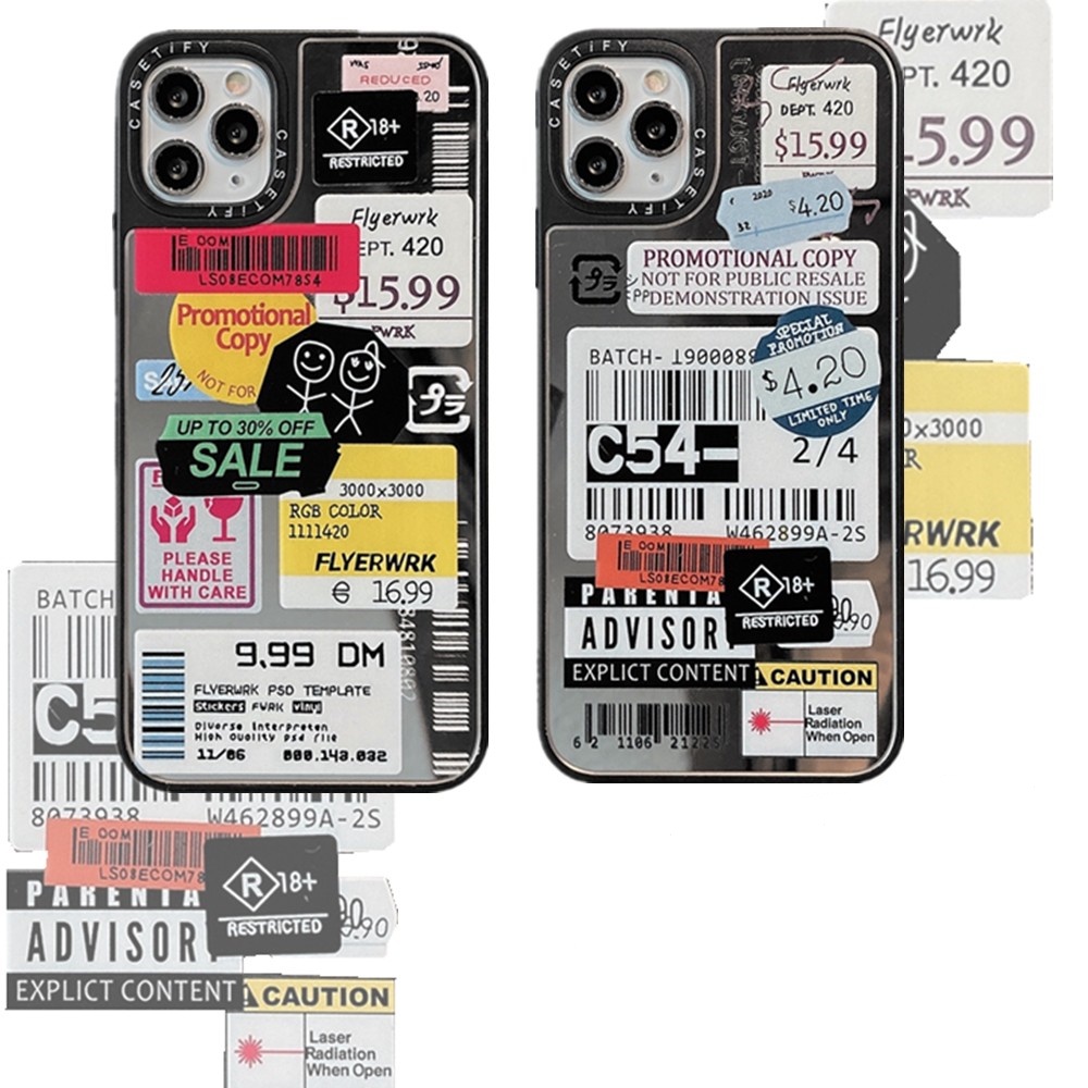 Casetify Cute Parental Advisory Label Stickers Ticket Price Tag Mirror
