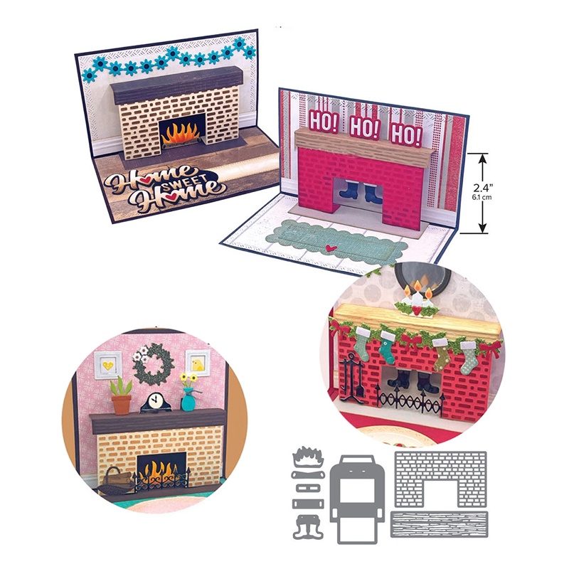 Fireplace Pop-up Cutting Dies Carbon Steel Stencil for DIY Scrapbooking ...