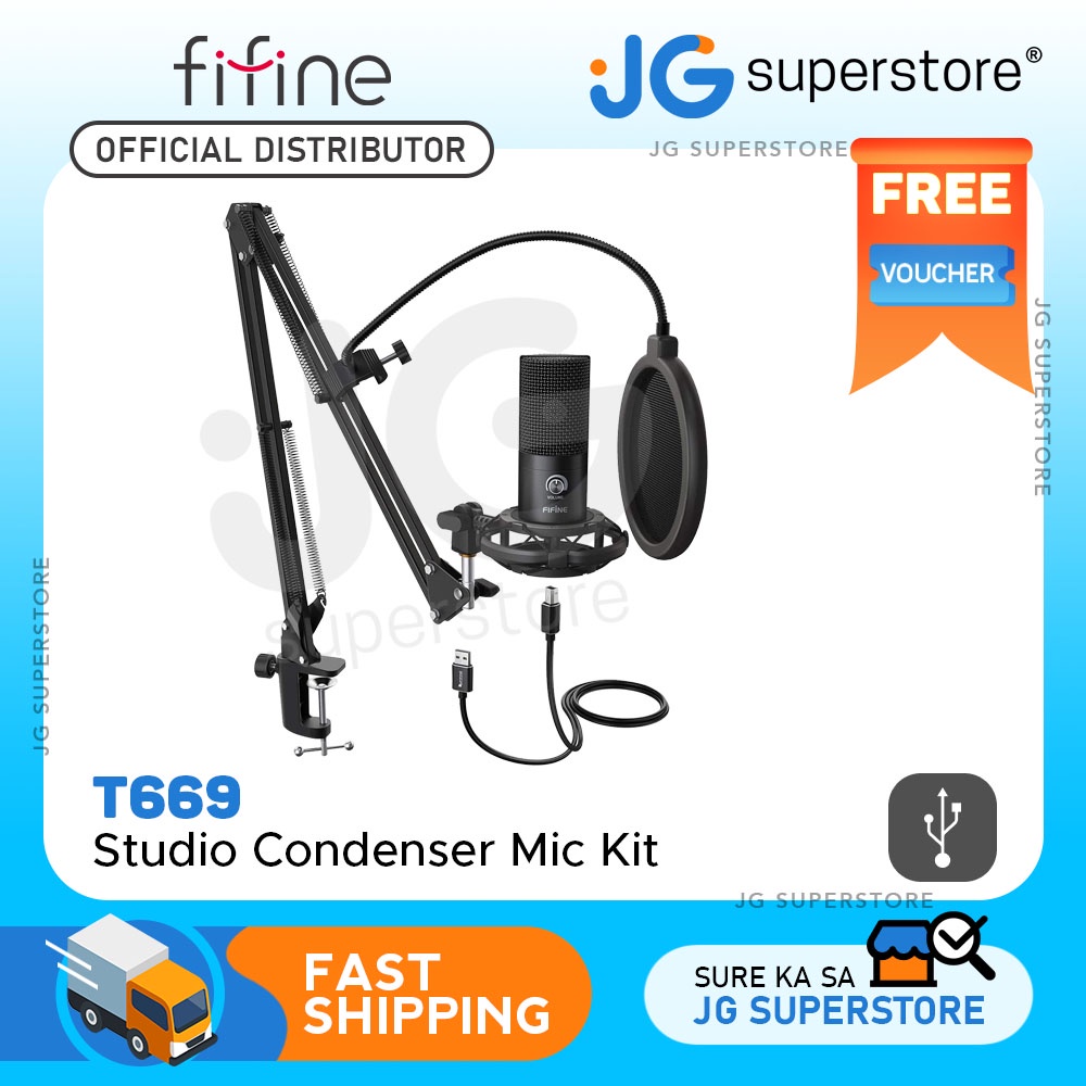 Fifine T669 Studio Condenser USB Microphone Kit with Adjustable Scissor