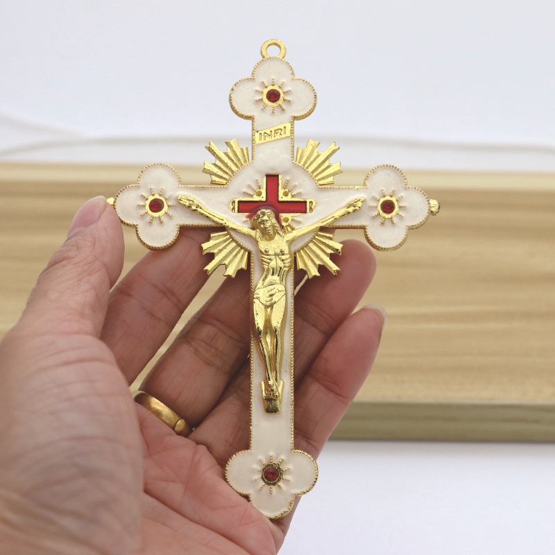 Gold Catholic INRI Budded Wall Crosses Christian Latin Cross Fleuree ...