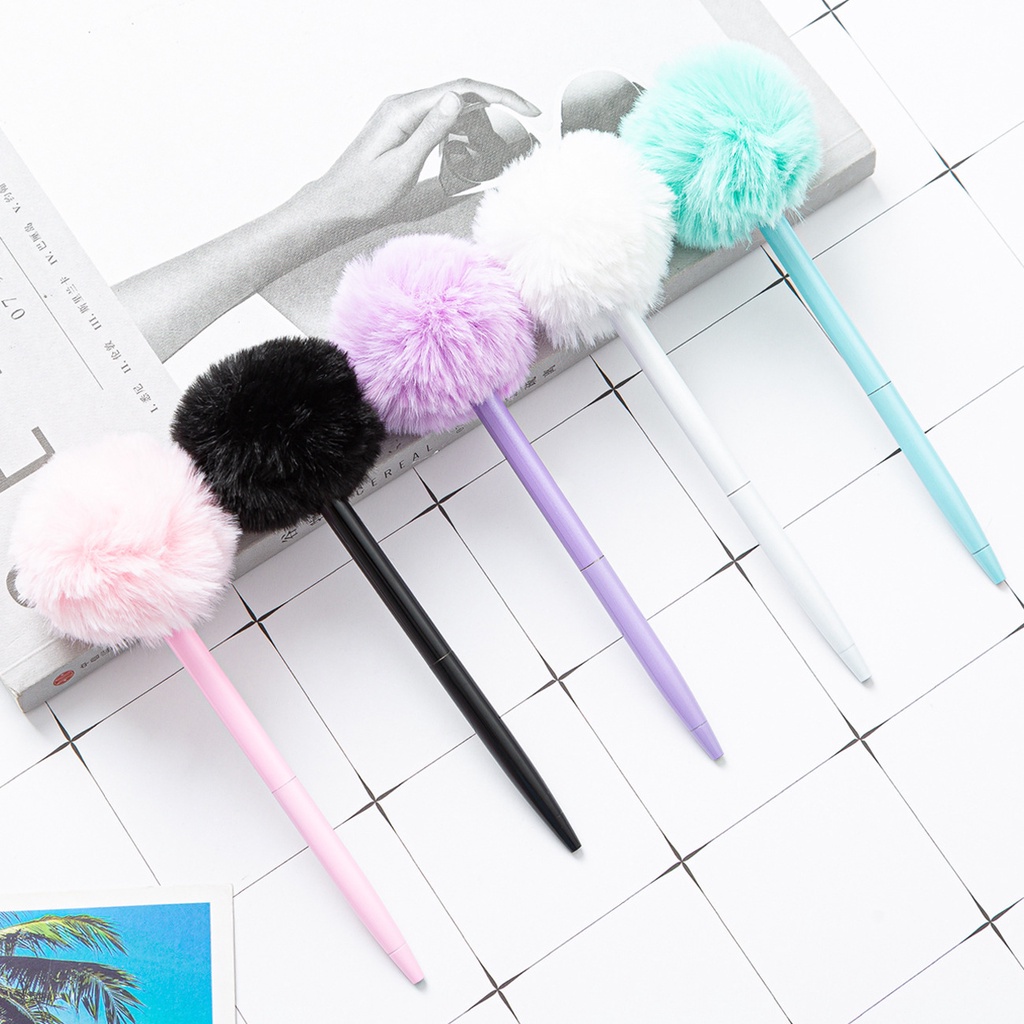 Cute Fluffy Ball Top Pens T Pen Feather Pen Colorful Fluffy Ball Pen For Easter And Party