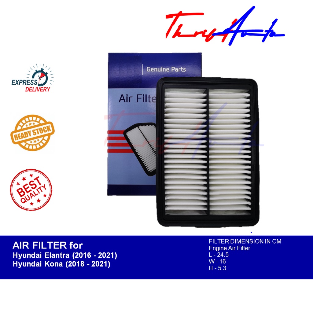 Air Filter for Hyundai Elantra (2016 - 2021) and Hyundai Kona (2018 ...