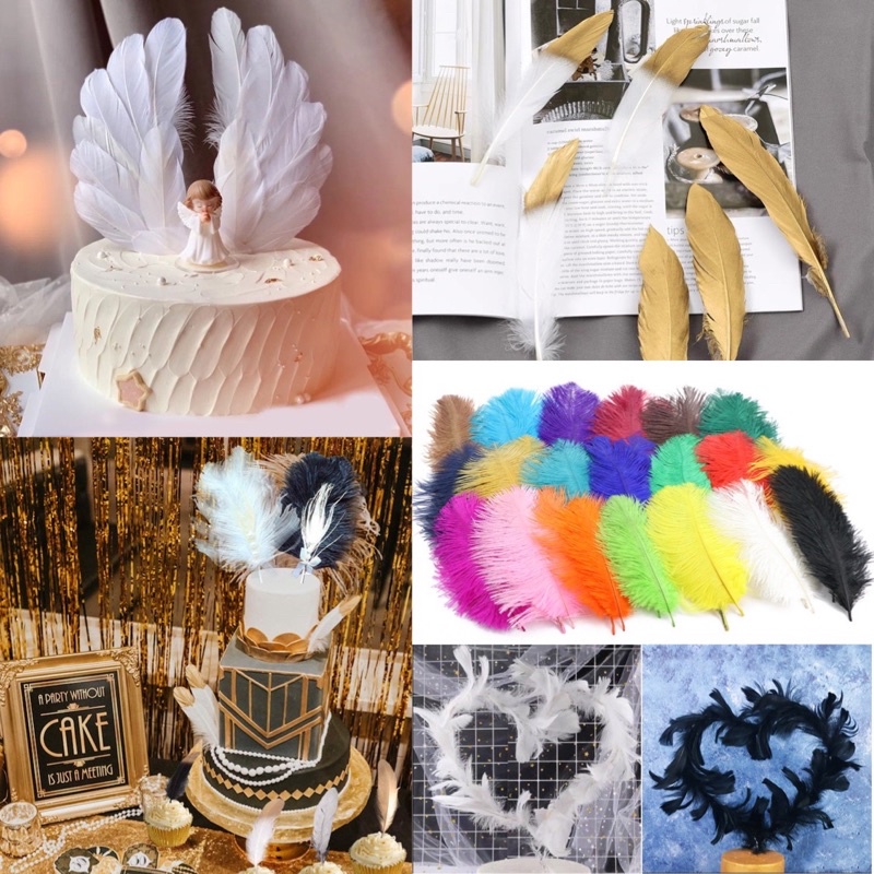 Colored Ostrich Feather Goose Feather DIY Soft Feather Gold Feather ...