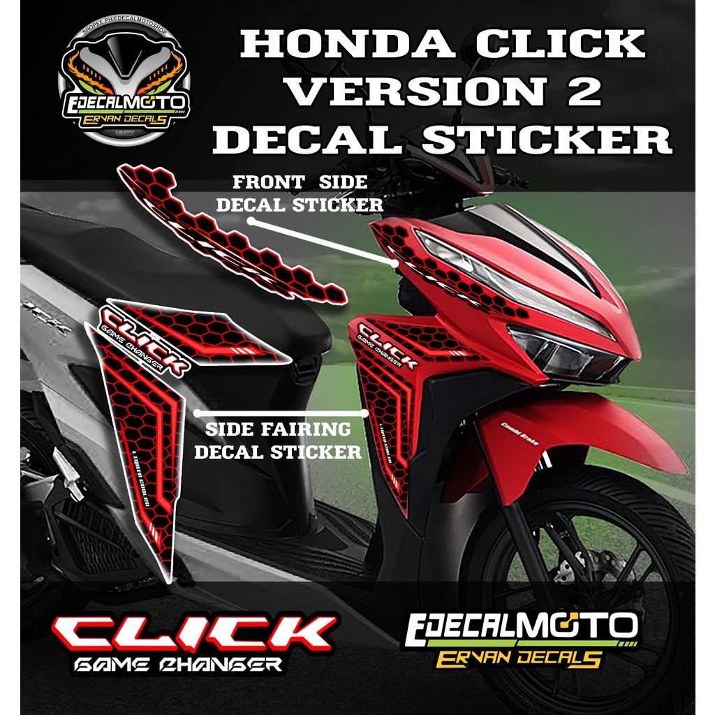 HONDA CLICK 125i \ 150i VERSION 2 SIDE FAIRING VINYL DECAL STICKER BEEHIVE EDITION Shopee