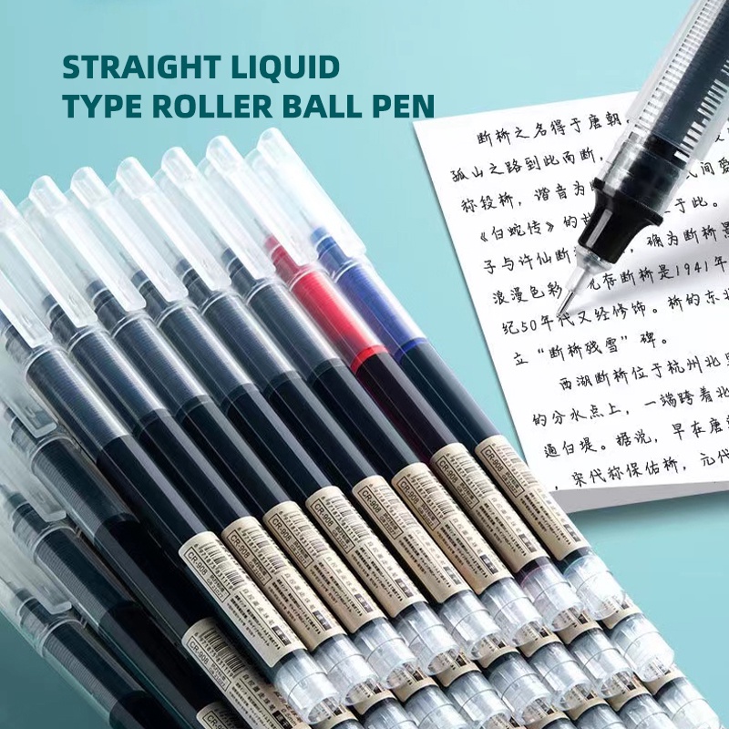 Straight liquid ballpoint pen Rolling Ball Pens, Quick-Drying Ink 0.5 ...