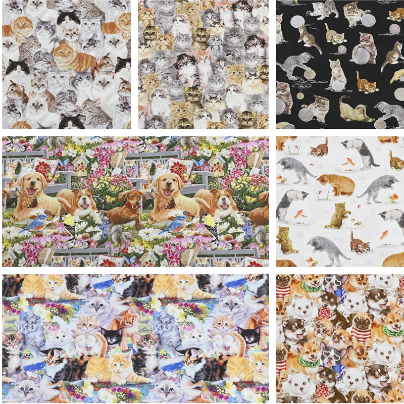 Cute cartoon simulation cat kitty 100 Cotton Fabric Print for Tissue