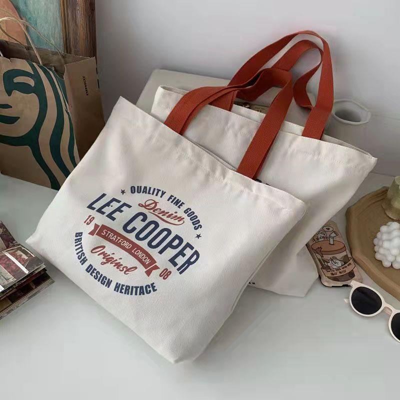 Zipper Inner Pocket Trend Print Korean New Fashion Canvas Tote Bag ...