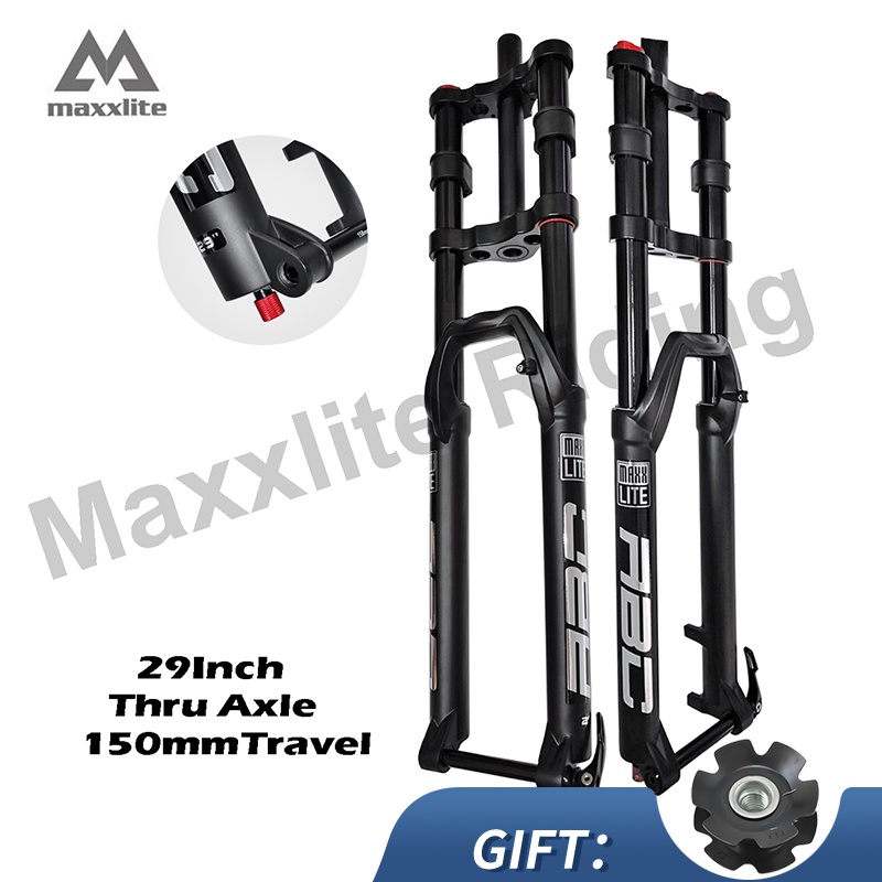Maxxlite 27.5 29er MTB Bicycle Air Fork 150mm Travel Thru Axle Rebound