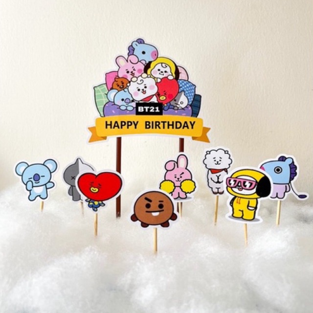 Topper BT21 / BT21 Cake Decoration / HAPPY BIRTHDAY Cake TOPPER / HAPPY ...