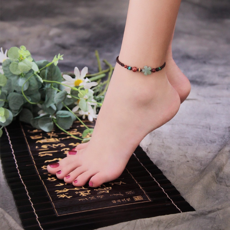 Simple Anklet Female Aventurine Antique Forest Style Red String Hanfu ...