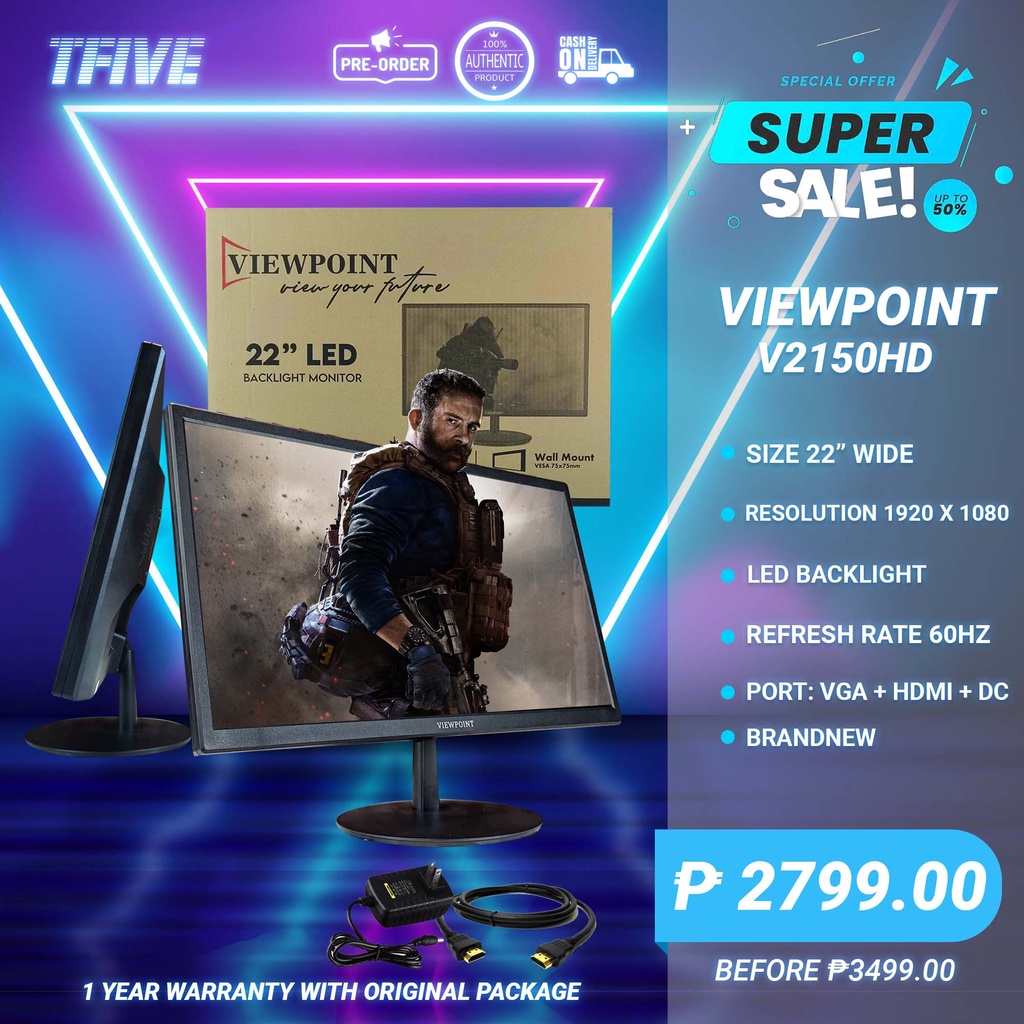 Monitor Viewpoint 22"wide LED V2150HD Brandnew with BOX Shopee