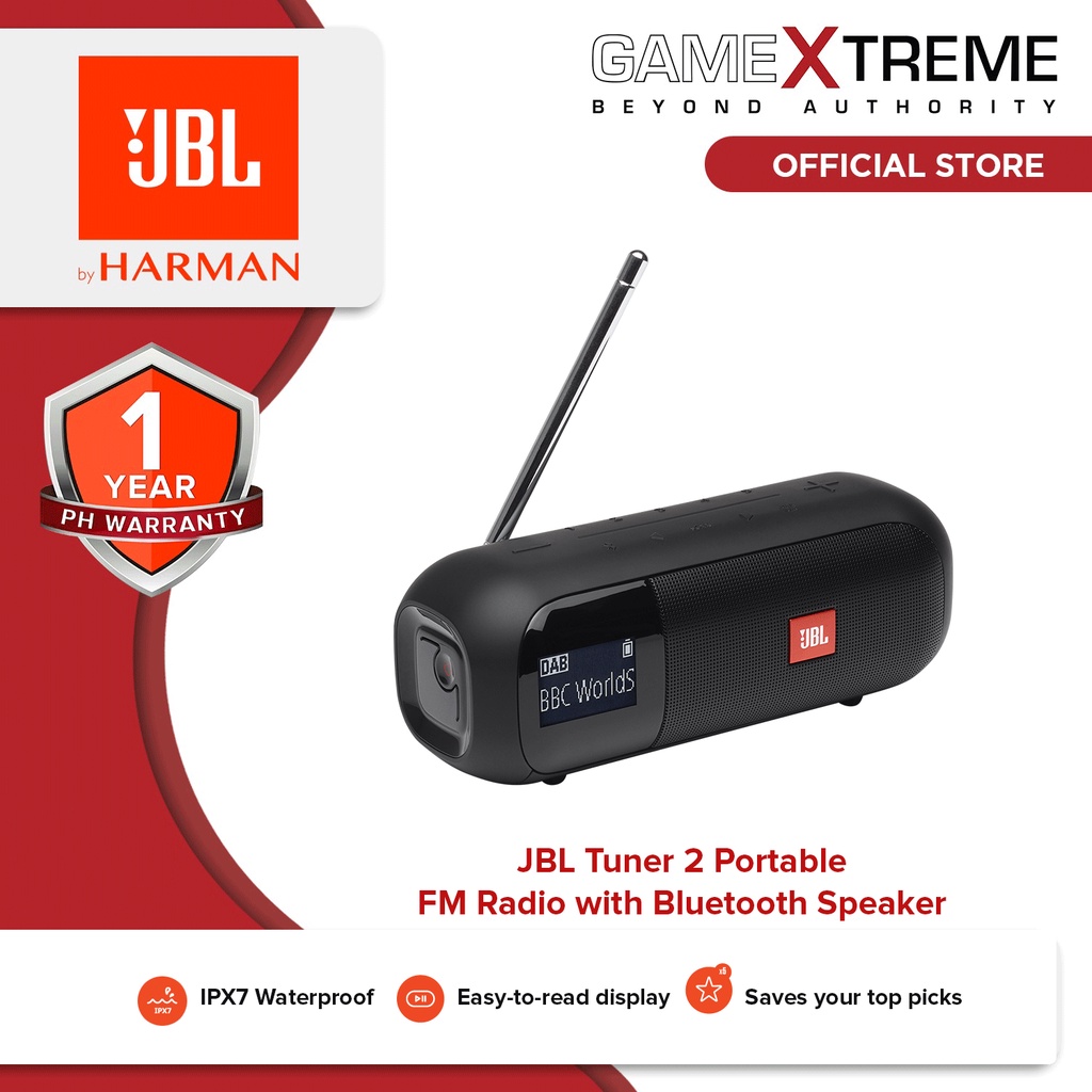 JBL Tuner 2 Portable DAB/DAB+/FM Radio with Bluetooth Speaker Black