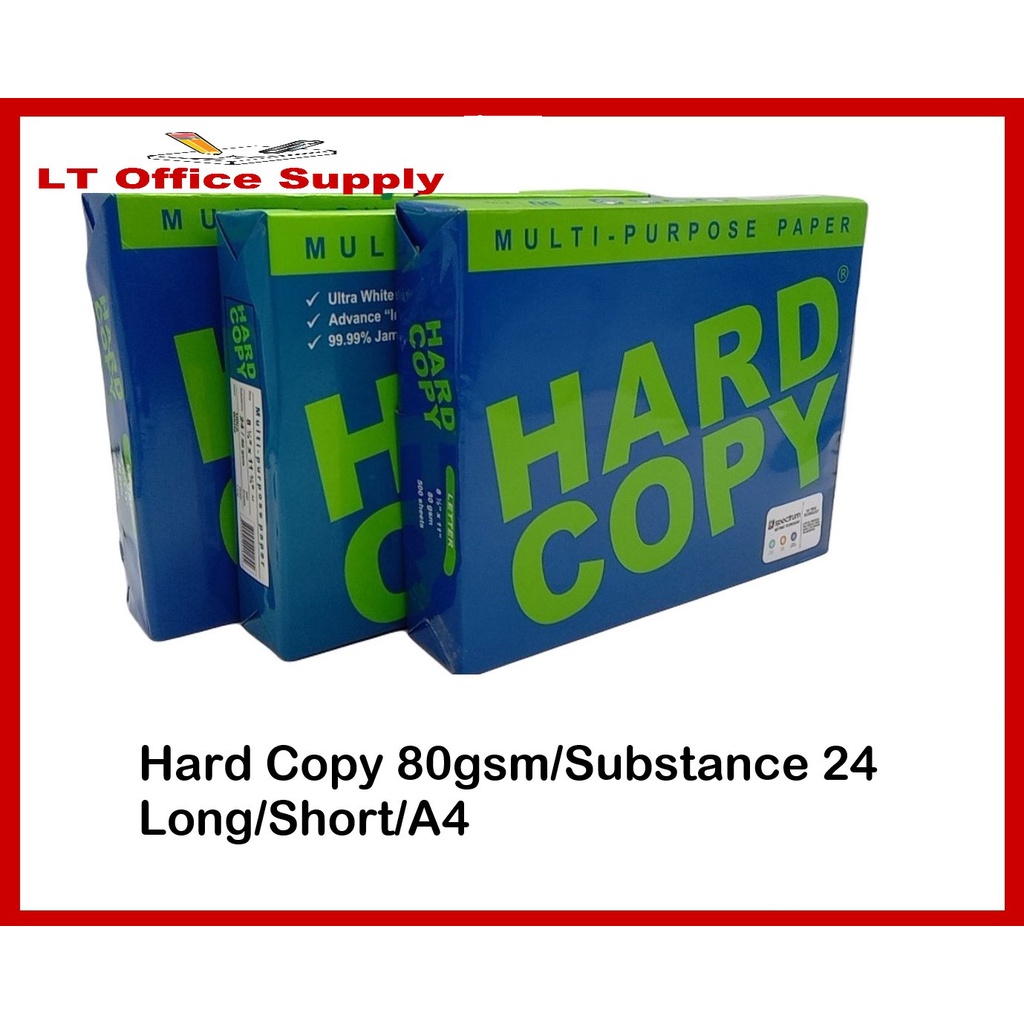 1 Ream Hard Copy Bond Paper 80gsm Substance 24 Shopee Philippines