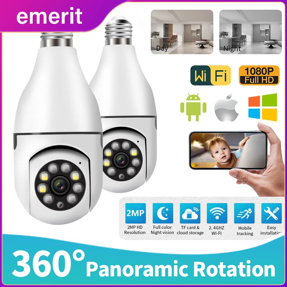 2022 1080P 360 Rotate Auto Tracking Panoramic Camera Light Bulb