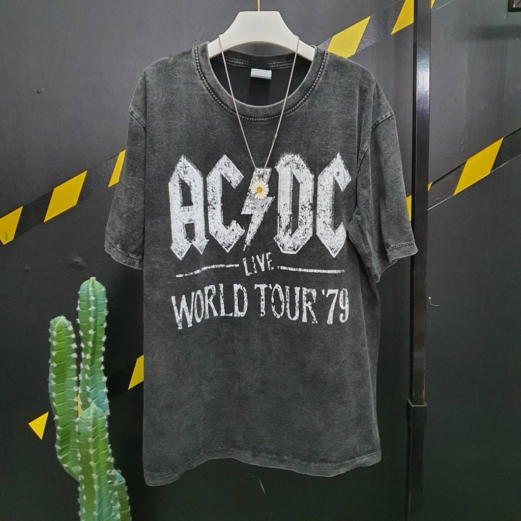 ACDC 3 Acid Wash Bangkok Oversized Shirt Unisex | Shopee Philippines