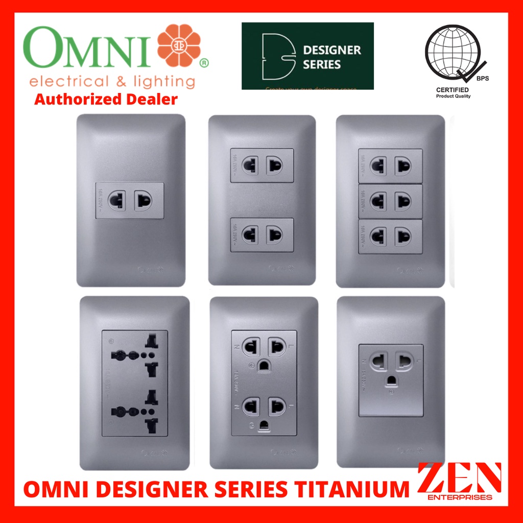 Omni Designer Series TITANIUM Universal Outlet Sets (1GANG, 2GANG ...
