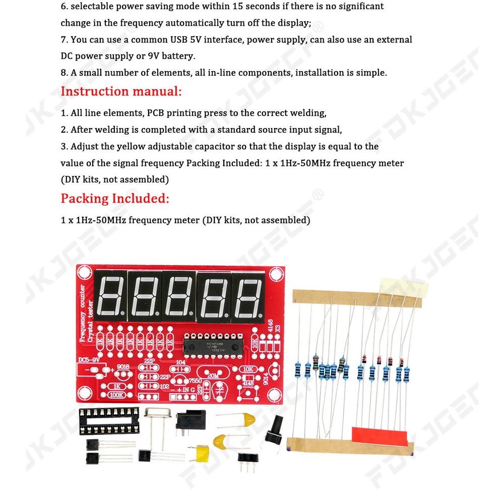 1Hz-50MHz Digital LED Crystal Oscillator Frequency Counter Tester DIY ...
