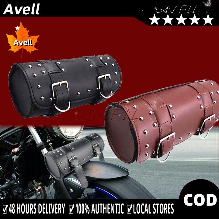 Avell PU Motorcycle Tail Bag Fork Rear Seat Bag Saddle Bag PU Leather