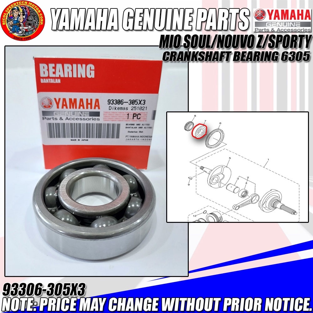 MIO SOUL/NOUVOZ/SPORTY CRANKSHAFT BEARING (YGP) (GENUINE 93306305X3