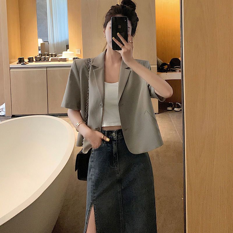 Petite Black Shoulder Suit Jacket for Women main image 0