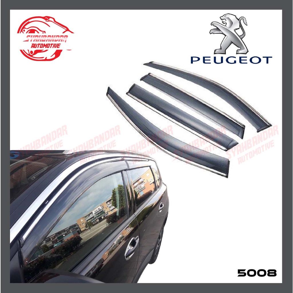 Peugeot 5008 Door Visor Cosmo Injection With Stainless Steel Window Vent Visor Deflectors Rain 7682