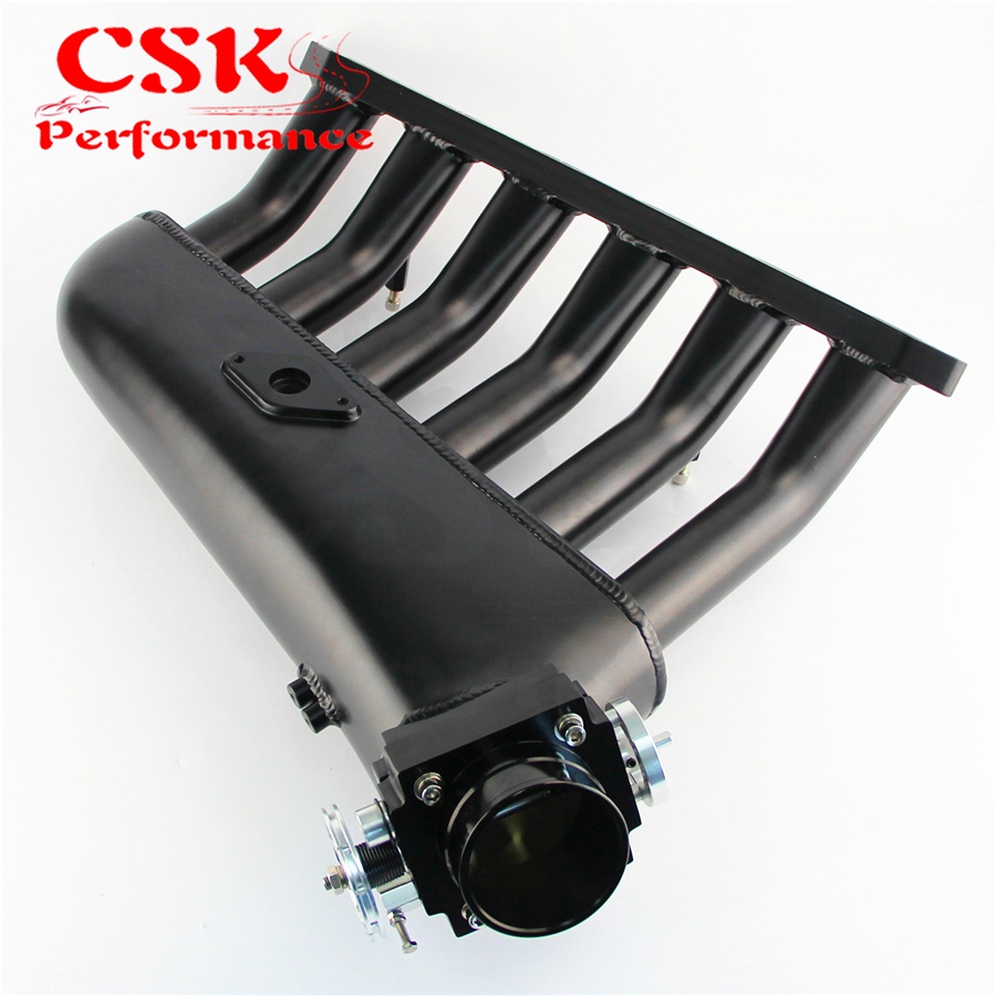 Black Intake Manifold +universal Vq35tps 80mm Throttle Body Fits For