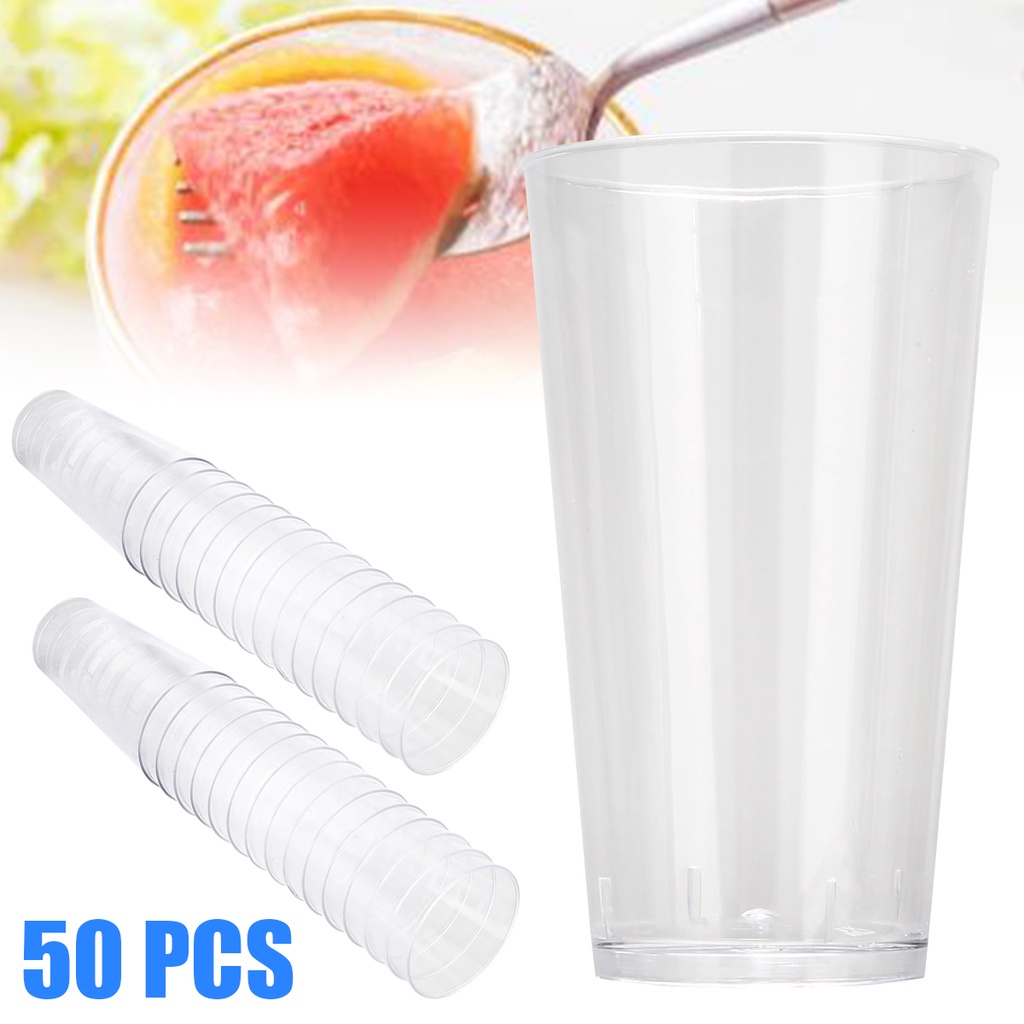 50pcs 90ml 30z Mini Dessert Shooter Cup Cube Disposable Trapezoid Dish Tray Cake Sauce Pudding